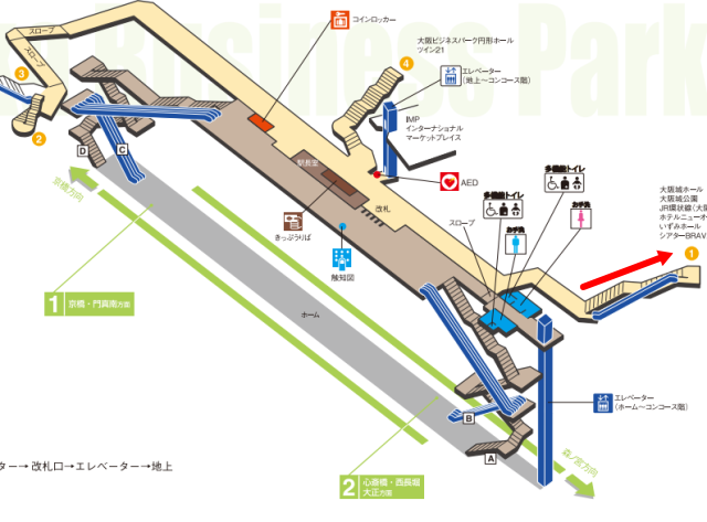 地下鉄「大阪ビジネスパーク駅」構内図