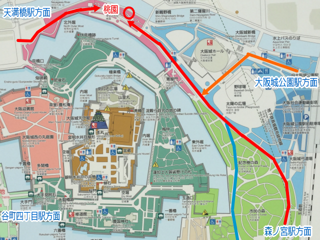 大阪城公園「桃園」地図