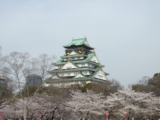 大阪城天守閣と桜