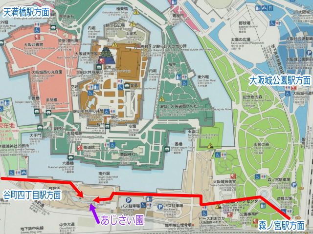 大阪城公園「あじさい園」地図