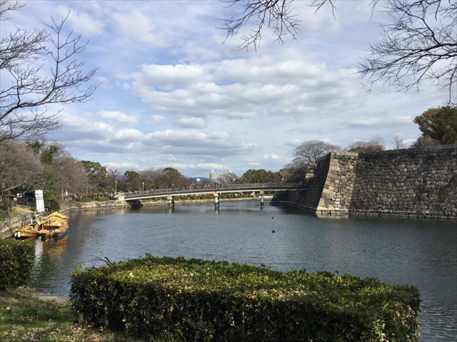 大阪城公園、内堀と極楽橋、御座船乗り場