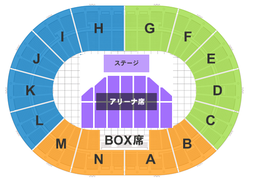 大阪城ホールアリーナ席の配置図パターンA