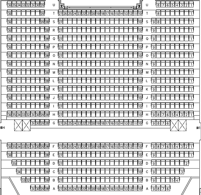 大阪城公園「COOL JAPAN PARK OSAKA」入口にあるTTホールの座席表