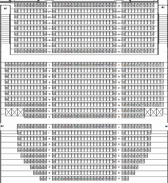 大阪城公園「COOL JAPAN PARK OSAKA」入口にあるWWホールの座席表