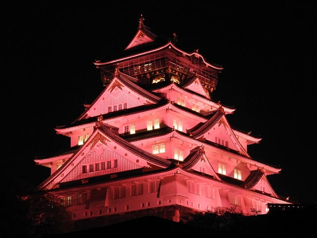 大阪城桜色（ピンク）ライトアップ