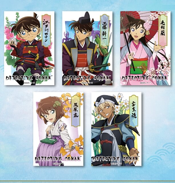 「名探偵コナン 大阪城本陣スペシャルショップ2026」グッズ・戦国シリーズのスクエアマグネット（コナン、灰原哀、工藤新一、毛利蘭、安室透）